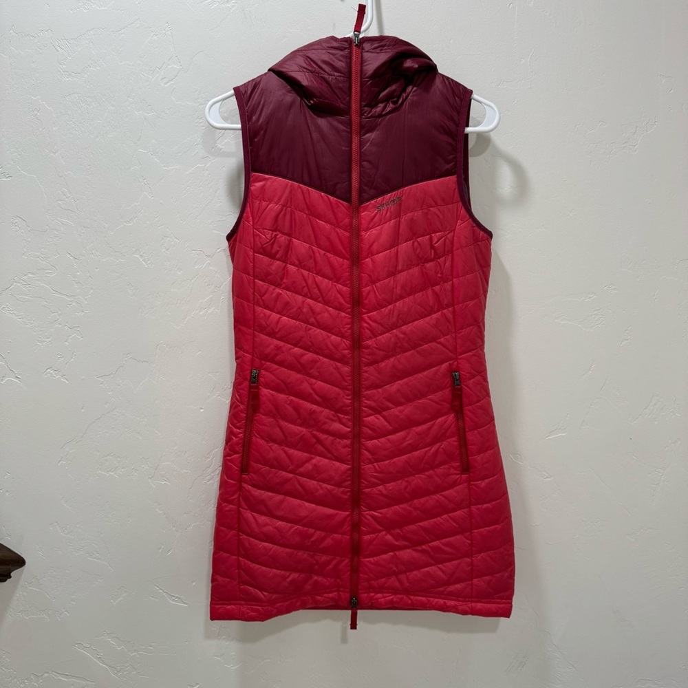Skhoop Doris Long Vest Women's Small Red Maroon Outdoor Swedish Full Zip Hood